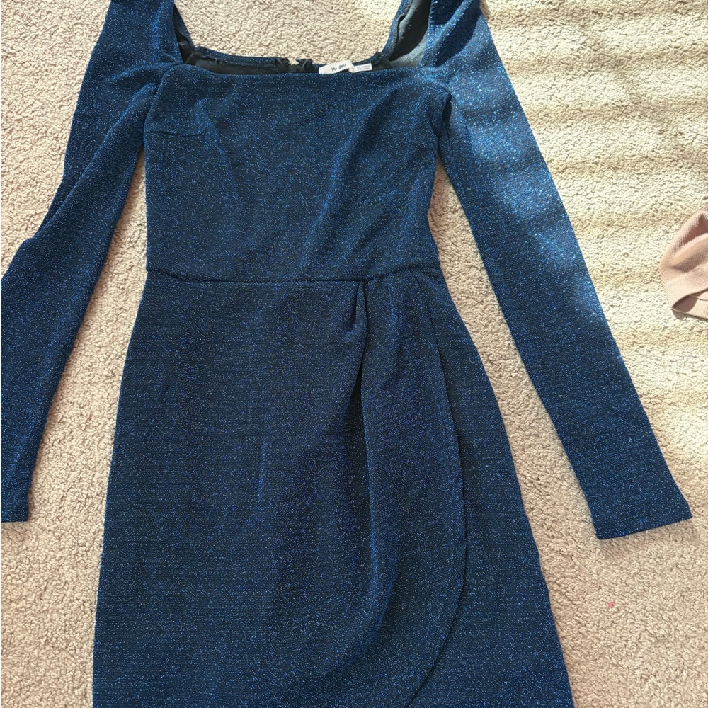 Miami Shimmering Navy Long-Sleeve Dress